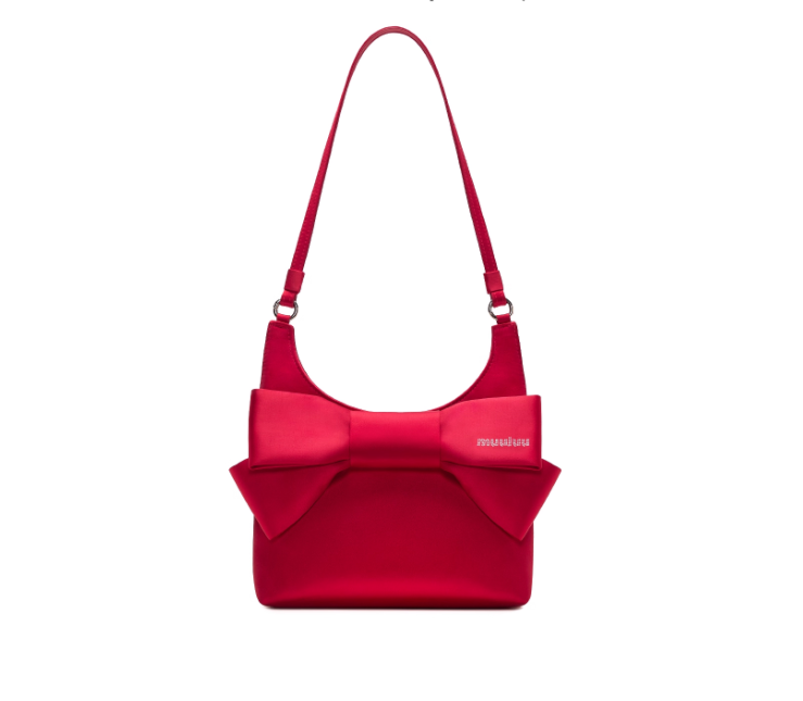 muuluu party包丝光缎面蝴蝶结笑脸托特包斜挎包女新款送女友礼物